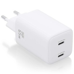 Cargador de Pared GaN Aisens ASCH-65W2P039-W/ 2xUSB Tipo-C/ 65W