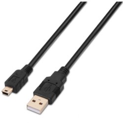 Cable USB 2.0 Aisens A101-0026/ USB Macho - MiniUSB Macho/ Hasta 2.5W/ 60Mbps/ 3m/ Negro