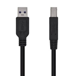 Cable USB 3.0 Impresora Aisens A105-0444/ USB Tipo-B Macho - USB Macho/ 5Gbps/ 2m/ Negro
