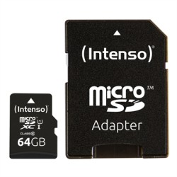 Tarjeta memoria micro sd intenso 64gb uhs - i cl10 + adaptador sd