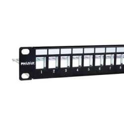 Panel frontal armario rack 19 pulgadas phasak para 24 conectores 1u con org. de cables ftp negro pa 3524