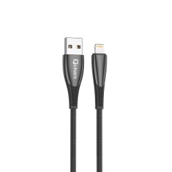 Cable qcharx berlin usb a lightning 3a - 1 m - zinc negro cordon grueso tacto suave