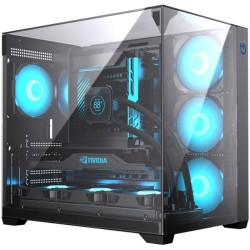 Caja ordenador gaming hiditec atx sky cristal templado negro