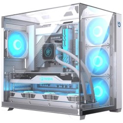Caja ordenador gaming hiditec atx sky cristal templado blanco