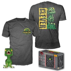 Pop & tee jurassic park clever raptor funko + camiseta talla l