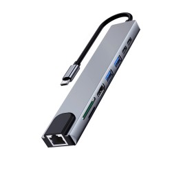 Docking station usb tipo c ewent ew1146 8 en 1 87w - hdmi 4k - 1 x usb tipo c pd - 1 x usb tipo c - 2 x usb tipo a - rj45 - lect