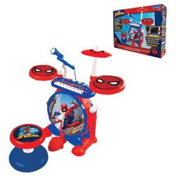 Bateria electronica luminosa con asiento Spiderman Marvel