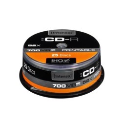 Tarrina de cd - r virgenes intenso printable 700mb 52x 25 unidades